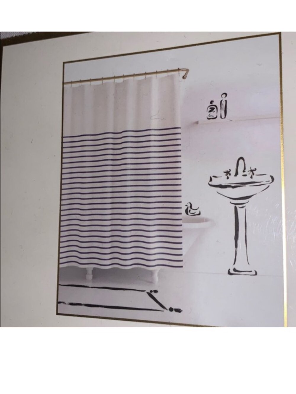 Harbor stripe shower curtain, navy